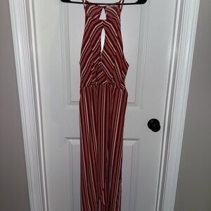 Red and White Striped Maxi Dress